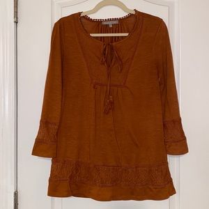 Carmelli Tie Tassel Crochet Neckline Knit Top
M